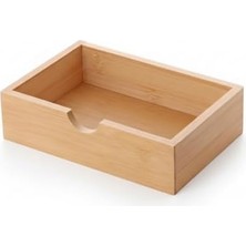 Prime Doğal Bambu Peçetelik ve Çok Amaçlı Organizer Kutu - 18.5X12.5X5 cm Masaüstü ve Banyo Düzenleyici Ahşap Stand