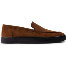 Deery Tarçın Rengi Süet Loafer Erkek Ayakkabı Kauçuk Taban ile Günlük Kullanım İçin