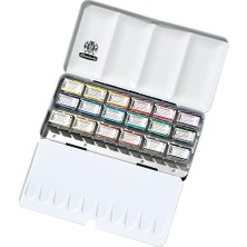 Schmincke Horadam Aquarell 18 x Tam Tablet Renkli Sulu Boya Seti Metal Kutu Ölçüleri 23.1 x 11.6 x 3.0 cm