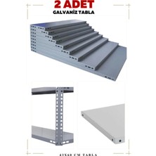Alanraf 2 Adet Galvaniz Çelik Raf Tablası - Depo, Arşiv, Kiler, Dosya, Market Rafı 43X60 Cm-0.70 mm