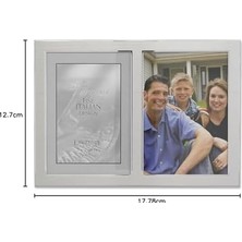 Prime Frames 2 Tonlu Çift Açılan Panel Resim Çerçevesi, 13,8 x 17,7 Cm, Fırçalanmış Gümüş Metal ve Parlak Metal, Gri