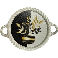 Prime Lüks Dekoratif Plastik Tepsi Bukleli Çerçeve 35 x 35 Vazoda Çiçek Desenli