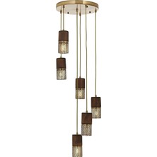 Prime AV-60265-6ET Eskitme Kaplama Modern Avize E27 Metal Ahşap 40CM