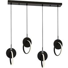 Prime AV-60370-4Y-BSY Siyah Boyalı Modern Avize LED Metal Ahşap Pleksi 80X12CM