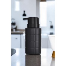 Prime New Max Premium Serisi 300 ml Sıvı Sabunluk Pompalı Kare Desenli Seramik Sıvı Sabunluk Dispencer Siyah