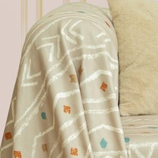 Prime Concept Softmicro Etnik Desenli Mikrofiber Koltuk Örtüsü ve Şalı, Kaymaz Bej 180X300 cm