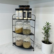 Prime Banyo Mutfak Düzenleyici Organizer Köşe Rafı - Ayarlanabilir 3 Raflı Baharatlık (Siyah)