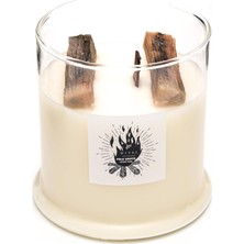 Prime Büyük Üfleme Cam Ahşap Fitilli Palo Santo Vegan Mum (380 Gr)