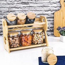 Prime Bambum Bench Standlı 8 Parça Cam Baharat Takımı