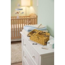 Prime Buffer Bölmeli Kapaklı Doğal Görünümlü Hasır Organizer Sepet, Peçetelik, Makyaj ve Takı Düzenleyici, Plastik, 24X10X10 cm