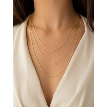Livaz Accessories Kadın Çelik Kararmaz 3lü KOLYE14K Altın Renk Vip Serisi