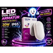 Hlite 20W İP65 Beyaz Kasa Beyazışık Oval Lamba 5ADET(WC Banyo Balkon Dış Cepe Uygun)