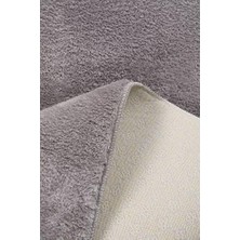 Prime My Evilla Modern Dekoratif Halı Jel Kaymaz Taban Peluş Açık Gri Paspas Takımı 60X100