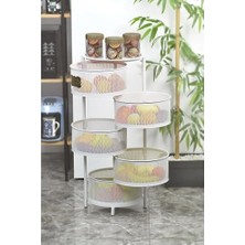 Prime 5 Katlı Açılır Kapanır Paslanmaz Metal Sebzelik Yükseklik 94 cm (Beyaz)