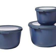 Prime - Çok Amaçlı Cirqula Round 3 Parçalı Set – Kapaklı Saklama Kabı – Saklama Kutusu, Buzdolabı, Derin Dondurucu ve Mikrodalga Fırın Kabı Olarak Uygundur – 500 Ml, 1000 ml & 2000 ml – Denim