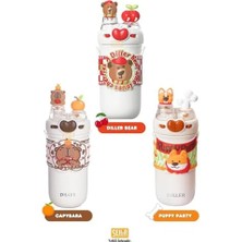 Prime 520ML Sevimli Hayvanlar Süslü Pipetli/pipetsiz Boyun Askılı Paslanmaz Çelik Termos