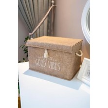 Prime Çok Amaçlı Keçe Kapaklı Mini Kutu Organizer, Saklama Kutusu, Krem Renk, 35X23X23CM