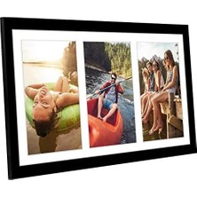 Prime 20 x 41 cm Resim Çerçevesi Kolaj - Üç Adet 13 x 18 cm Fotoğrafı Duvarınızda Gösterin - Ailenin Birden Fazla Resmi Için Resim Çerçevesi - Kırılmaz Camlı Kompozit Ahşap - Siyah