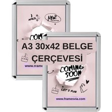 Prime 2 Adet A3 Belge Çerçevesi 30X42 Aç Kapa Rondo Köşeli Duvar Montajlı Çerçeve Afiş Diploma Sertifika Duyuru Ilan Çerçevesi Işyeri Ofis Kurum (2 Adet)