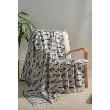 Prime TEKSTIL%100 Pamuk Çok Amaçlı Örtü, Koltuk Şalı ve Tv Battaniyesi, 130X170 Cm, Dekoratif Ev Tekstili (Siyah, Reflaction)