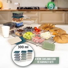 Prime Kare Şekilli Mini Saklama Kabı Küçük Kapaklı Çok Renkli Pratik Amaçlı Kap Takımı Erzak Çerez Piknik Gıda Kabı Kahvaltılık Set (4)