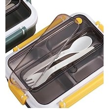 Prime Bento 1000ML Lunchbox Tek Katlı 3 Bölmeli Çelik Sefer Tası Yemek Kutusu (Pembe)