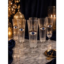 Yzhome 6 Lı Kristal Cam Nazar Göz Kahve Yanı Bardağı Su Bardak 150ML