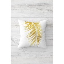 Prime Pelangi Iğne Yapraklı Çift Tarafı Baskılı Gizli Fermuarlı Yastık Kılıfı Kırlent Koltuk Yastık Kılıfı, Beyaz-Altın 45 x 45