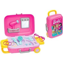 Barbie Kız Çocuk Valizli Bavullu Güzellik Seti Çekçekli Bavul Valiz Oyuncak Bavulum 13 Parça Kuaför