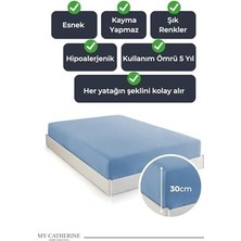 Prime Lastikli & Hipoalerjenik ÇARŞAF%100 Pamuk Penye Kumaş Mavi 140X200, Luxcarsaf