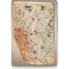 Prime Piri Reis Dünya Haritası Kanvas Tablo - 100X140CM
