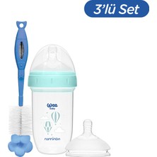 Wee Baby Nanninom Antikolik Geniş Ağızlı Biberon 250 ml (No:2 Biberon Emziği ve Temizleme Seti)