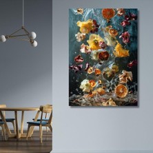 Prime Tekli Dikey Kanvas Mutfak Tablosu Portakal Çiçekleri ve Su, 60 x 90