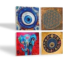 Prime Nazar, Yaşam Çiçeği, Fil Taş Bardak Altlığı Seti - 4 Parça - Dekoratif, Rustik Mutfak Aksesuarı, 10X10 Cm, Kaydırmaz Tabanlı, Şık ve Dayanıklı SC477