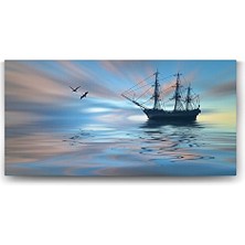 Prime Turkuaz Yansımalar ve Gemi Tablosu - 160X80CM