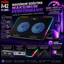 Classone Mila Serisi M2 R-TYPE 13-17 inch RGB Işıklı, 2 Büyük Fan, Telefon Standı,2 USB Notebook Soğutucu Stand