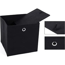 Prime RFB02H-3 Saklama Kutusu, 6 Adet, Katlanır Kutu, Parmak Delikli, 30 x 30 x 30 Cm, Siyah