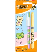 Bic Bıc 4 Colours Kawaii Animals 4 Renkli Tükenmez Kalem + Fosforlu Kalem 2’li Set