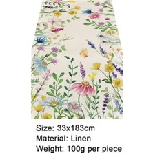 Prime Masa Örtüsü, 33X183CM Çiçekli Bahar Deseni, Dayanıklı Polyester Kumaş Kır Evi Stili, Rustik Mutfak Dekorasyonu, Iç ve Dış Mekan Yemek Masası Aksesuarı, Yıkanabilir Şık Süsleme