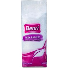 Benri Disk Pamuk, Makyaj Temizleme, Yuvarlak, Yumuşak DOKULU,%100 Pamuk (35 Adet)