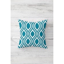 Prime Pelangi Dekoratif Desenli Çift Tarafı Baskılı Gizli Fermuarlı Yastık Kılıfı Kırlent Koltuk Yastık Kılıfı, Mavi-Beyaz 45 x 45, 24691199345451