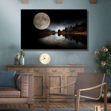 Prime Tekli Yatay Kanvas Tablo Dolunay Göl ve Orman Manzarası 40 x 30 GARTNM8544
