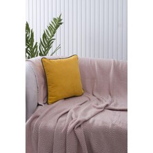 Prime Sarı Panorama Yeşil Biyeli Kırlent Kılıfı 3 Farklı Biye Seçeneğiyle, 45 x 45