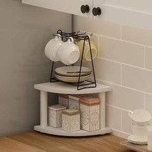 Prime Furinno Turn-N-Tube 2 Katmanlı Köşe Tezgah Düzenleyici Raf, Beyaz/beyaz