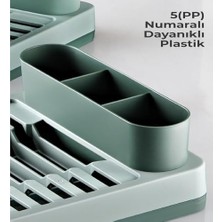 Prime Pratik Tezgah Üstü Bulaşıklık, Dayanıklı Plastik Tabaklık, 42X26X6 Cm, Çok Bölmeli Organizer (Yeşil)