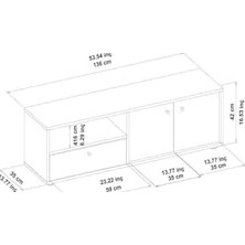 Prime Pao Kapaklı Minimal Tv Sehpası – 136 cm Beyaz/antik Ceviz
