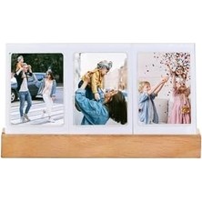 Prime Mini LED Işıklı 3'lü Ahşap Fotoğraf Çerçevesi