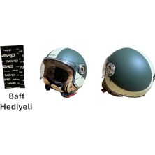 Nero Açık Kask Çenesiz Mat Yeşil Krem