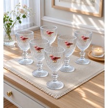 Yzhome 6 Lı Kristal Cam Kahve Yanı Su Bardağı Pembe Kuş Lovely Birds Bardak 75ML