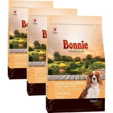 Vuralsin38 Bonnie Tavuklu, Yetişkin, Kuru Köpek Maması, Mini ve Küçük Irk, 2.5 kg (3 Paketi)
